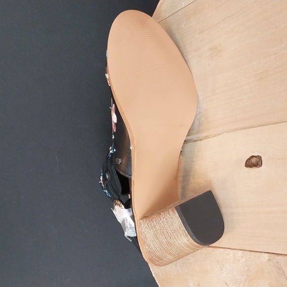 Women's Floral Embroidery Ankle Boots Buckled Backless Western Vintage Style - Picture 5 of 8